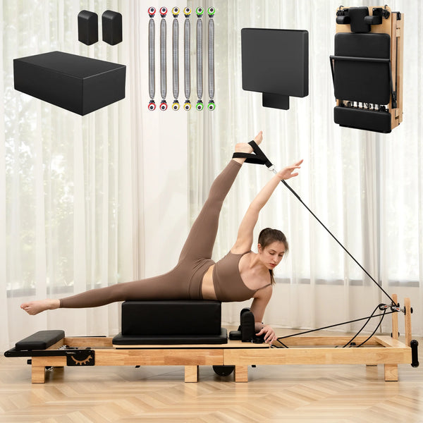 Wooden Pilates Reformer Machine for Home Fitness