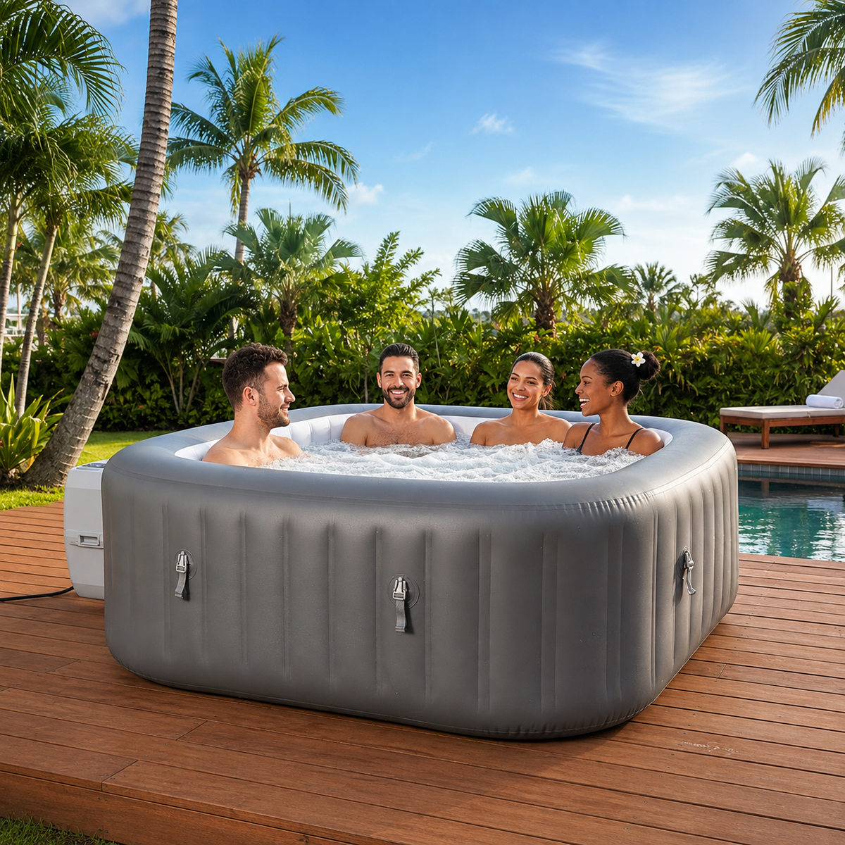6-Person Portable Inflatable Hot Tub with 140 Air Jets