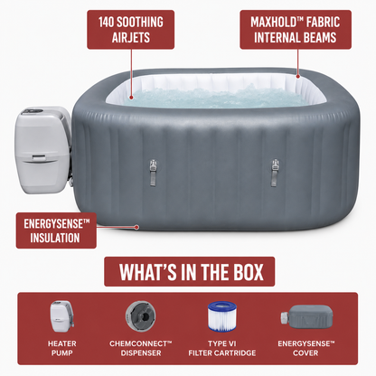 6-Person Portable Inflatable Hot Tub with 140 Air Jets