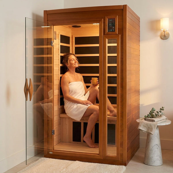 FAR Infrared Home Sauna Designed for Daily Wellness, Low EMF Carbon Panels, Hemlock Wood, 1-2 Person Capacity