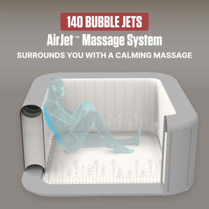 Hawaii 4-6 Person Airjet Inflatable Hot Tub with Energysense Cover, Grey, 71"X28"