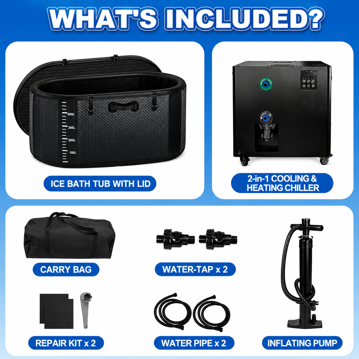 Inflatable Cold Plunge Tub with 1HP Chiller