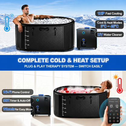 Inflatable Cold Plunge Tub with 1HP Chiller