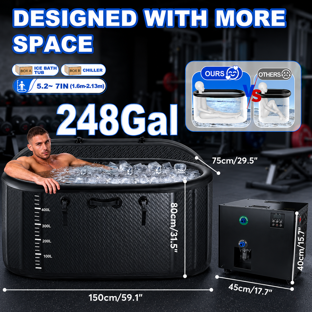 Inflatable Cold Plunge Tub with 1HP Chiller